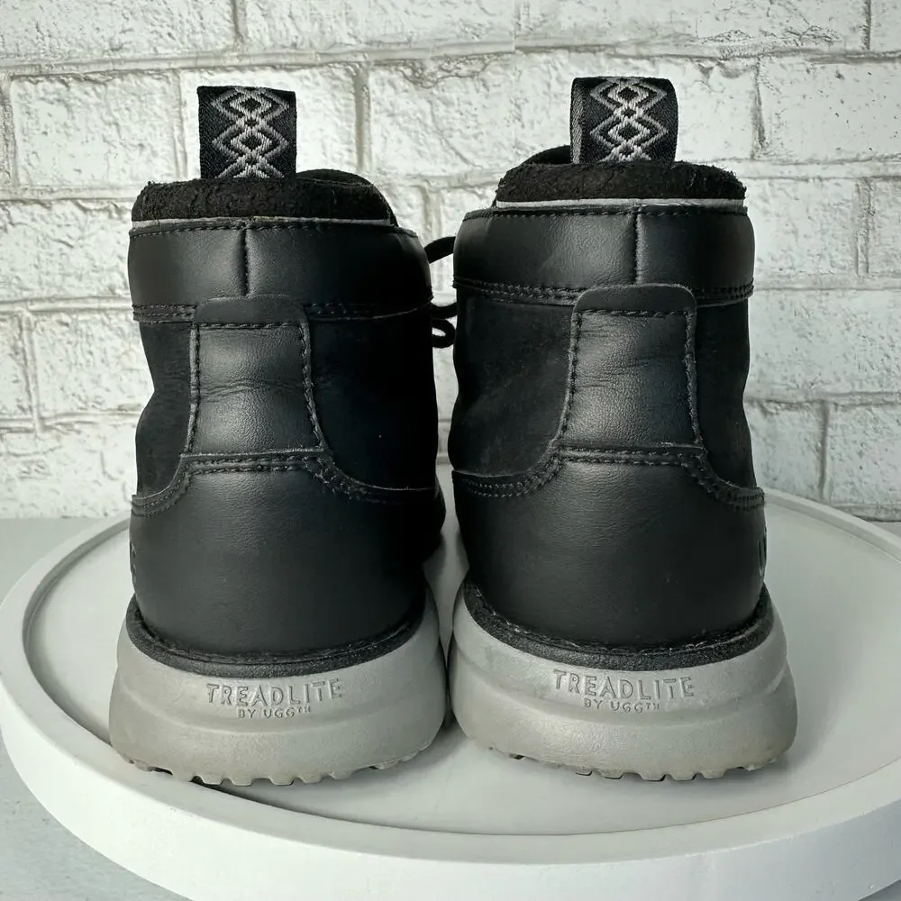 Ugg Boots Union Chukka Leather Waterproof Lace Up Treadlite Charcoal Black 8